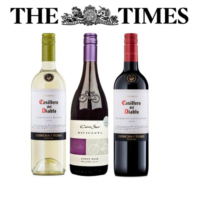 Three Concha y Toro wines feature in The Times
